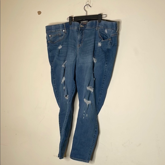 torrid Denim - Torrid Blue Ankle Cropped Distressed Jeans